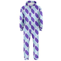 White Blue Pattern Hooded Jumpsuit (men)