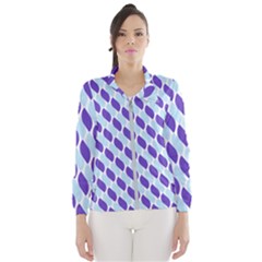 White Blue Pattern Women s Windbreaker