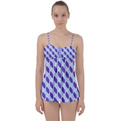 White Blue Pattern Babydoll Tankini Set by ytdream