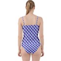 White Blue Pattern Cut Out Top Tankini Set View2