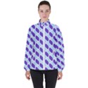 White Blue Pattern Women s High Neck Windbreaker View1