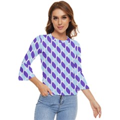 White Blue Pattern Bell Sleeve Top