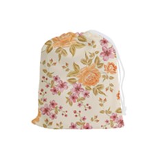 Peony Flower Floral Flora Pattern Drawstring Pouch (large) by Bedest