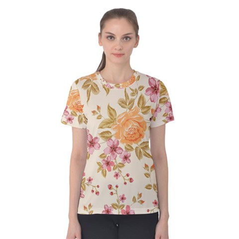 Peony Flower Floral Flora Pattern Women s Cotton T-shirt by Bedest