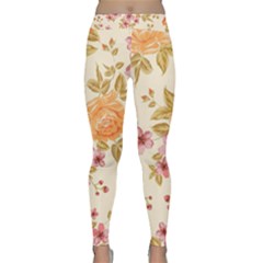 Peony Flower Floral Flora Pattern Classic Yoga Leggings by Bedest