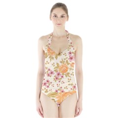 Peony Flower Floral Flora Pattern Halter Swimsuit by Bedest