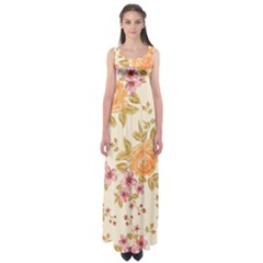 Peony Flower Floral Flora Pattern Empire Waist Maxi Dress by Bedest