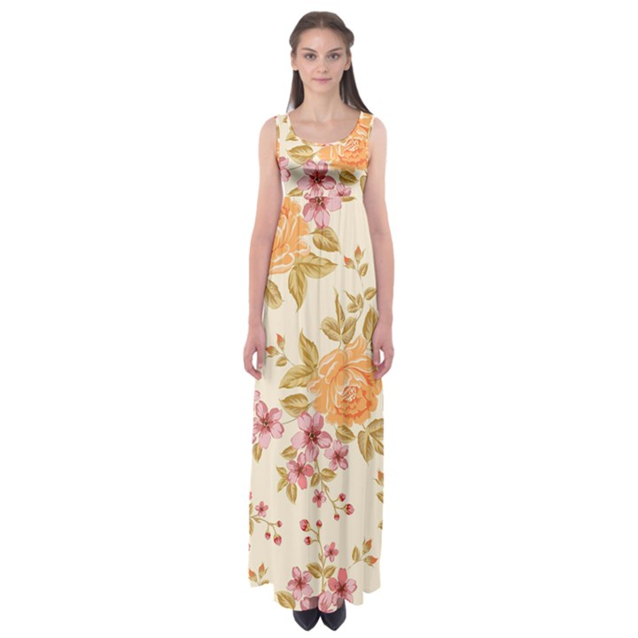 Peony Flower Floral Flora Pattern Empire Waist Maxi Dress