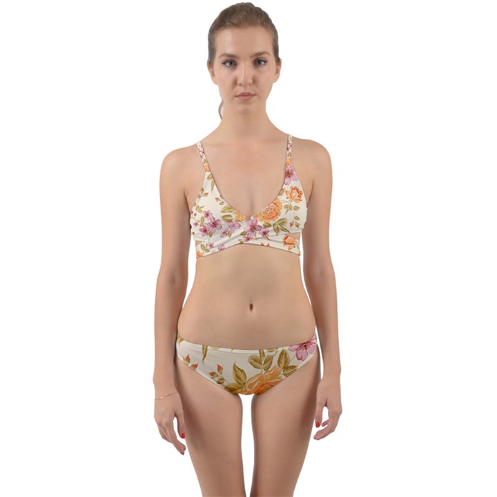 Peony Flower Floral Flora Pattern Wrap Around Bikini Set