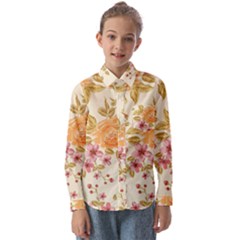 Peony Flower Floral Flora Pattern Kids  Long Sleeve Shirt by Bedest