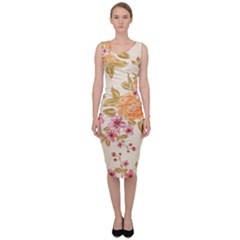 Peony Flower Floral Flora Pattern Sleeveless Pencil Dress by Bedest