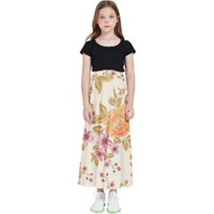 Peony Flower Floral Flora Pattern Kids  Flared Maxi Skirt by Bedest