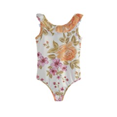 Peony Flower Floral Flora Pattern Kids  Frill Swimsuit by Bedest