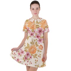 Peony Flower Floral Flora Pattern Short Sleeve Shoulder Cut Out Dress  by Bedest