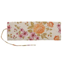 Peony Flower Floral Flora Pattern Roll Up Canvas Pencil Holder (m) by Bedest