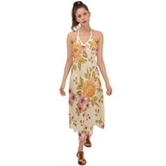 Peony Flower Floral Flora Pattern Halter Tie Back Dress  by Bedest