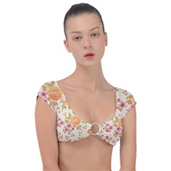 Peony Flower Floral Flora Pattern Cap Sleeve Ring Bikini Top by Bedest