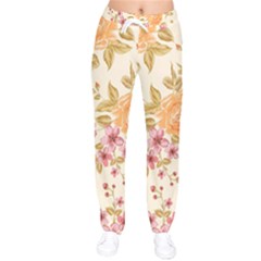 Peony Flower Floral Flora Pattern Women Velvet Drawstring Pants