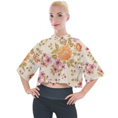 Peony Flower Floral Flora Pattern Mock Neck T-shirt by Bedest