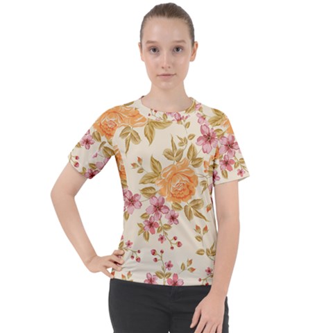 Peony Flower Floral Flora Pattern Women s Sport Raglan T-shirt by Bedest