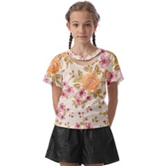 Peony Flower Floral Flora Pattern Kids  Front Cut T-shirt by Bedest