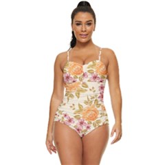 Peony Flower Floral Flora Pattern Retro Full Coverage Swimsuit by Bedest