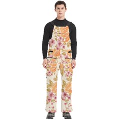 Peony Flower Floral Flora Pattern Men s Side Zip Front Pouch Ski And Snowboard Bib Pants	