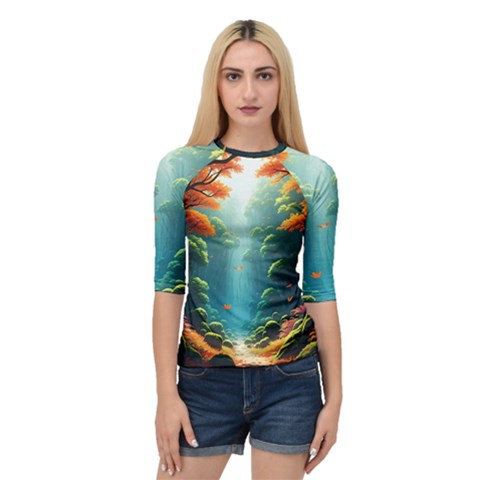 Autumn Trees Nature Quarter Sleeve Raglan T-shirt by Bedest