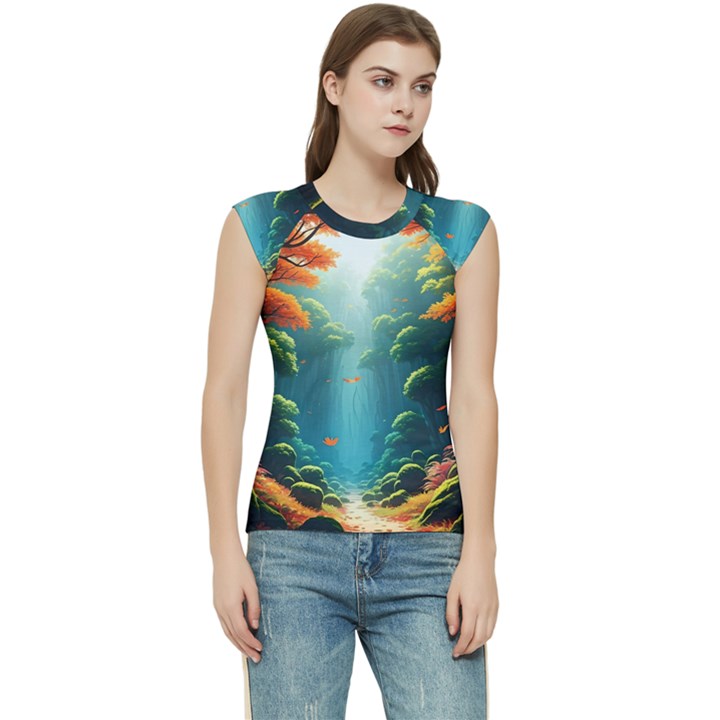 Autumn Trees Nature Women s Raglan Cap Sleeve T-Shirt