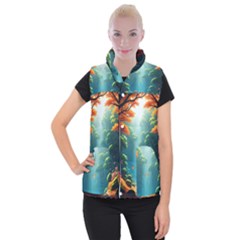 Autumn Trees Nature Women s Button Up Vest