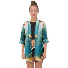 Autumn Trees Nature Open Front Chiffon Kimono by Bedest