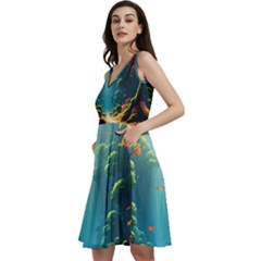 Autumn Trees Nature Sleeveless V-neck Skater Dress With Pockets by Bedest