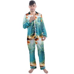 Autumn Trees Nature Men s Long Sleeve Satin Pajamas Set by Bedest