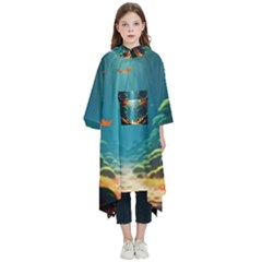 Autumn Trees Nature Kids  Hooded Rain Ponchos