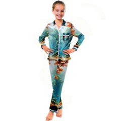 Autumn Trees Nature Kids  Satin Long Sleeve Pajamas Set by Bedest