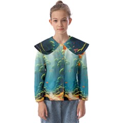 Autumn Trees Nature Kids  Peter Pan Collar Blouse by Bedest