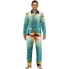 Autumn Trees Nature Men s Long Sleeve Velvet Pocket Pajamas Set by Bedest