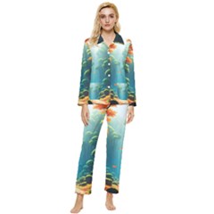 Autumn Trees Nature Womens  Long Sleeve Velvet Pocket Pajamas Set by Bedest