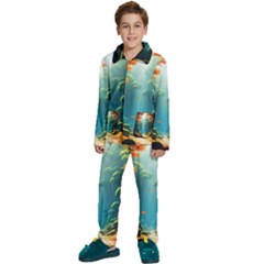 Autumn Trees Nature Kids  Long Sleeve Velvet Pajamas Set by Bedest