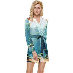 Autumn Trees Nature Long Sleeve Satin Robe by Bedest