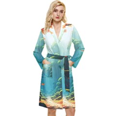 Autumn Trees Nature Long Sleeve Velvet Robe by Bedest