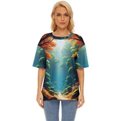 Autumn Trees Nature Oversized Basic T-shirt by Bedest