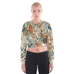 Leaves Pattern Flower Floral Flora Cropped Sweatshirt