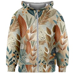 Leaves Pattern Flower Floral Flora Kids  Zipper Hoodie Without Drawstring