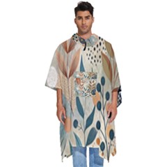 Leaves Pattern Flower Floral Flora Men s Hooded Rain Ponchos by Bedest