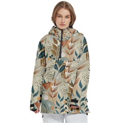 Leaves Pattern Flower Floral Flora Women s Pullover Zip Ski And Snowboard Waterproof Breathable Jacket