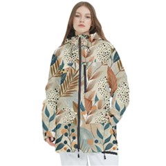 Leaves Pattern Flower Floral Flora Women s Multi Pockets Zip Ski And Snowboard Waterproof Breathable Jacket