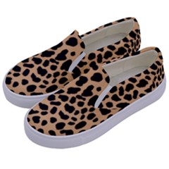 Leopard Skin Pattern Kids  Canvas Slip Ons by Bedest