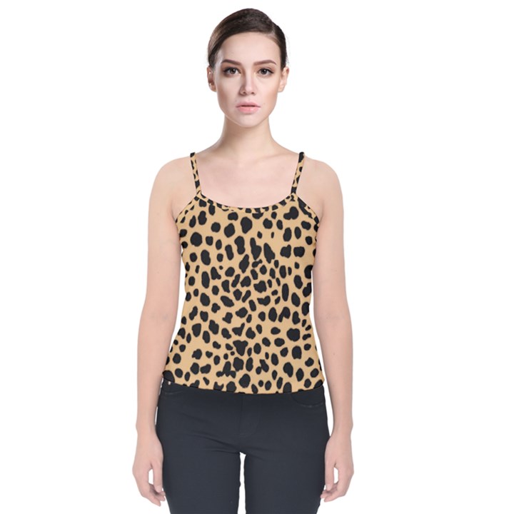 Leopard Skin Pattern Velvet Spaghetti Strap Top