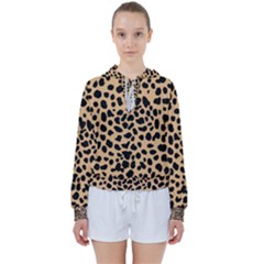 Leopard Skin Pattern Women s Tie Up Sweat